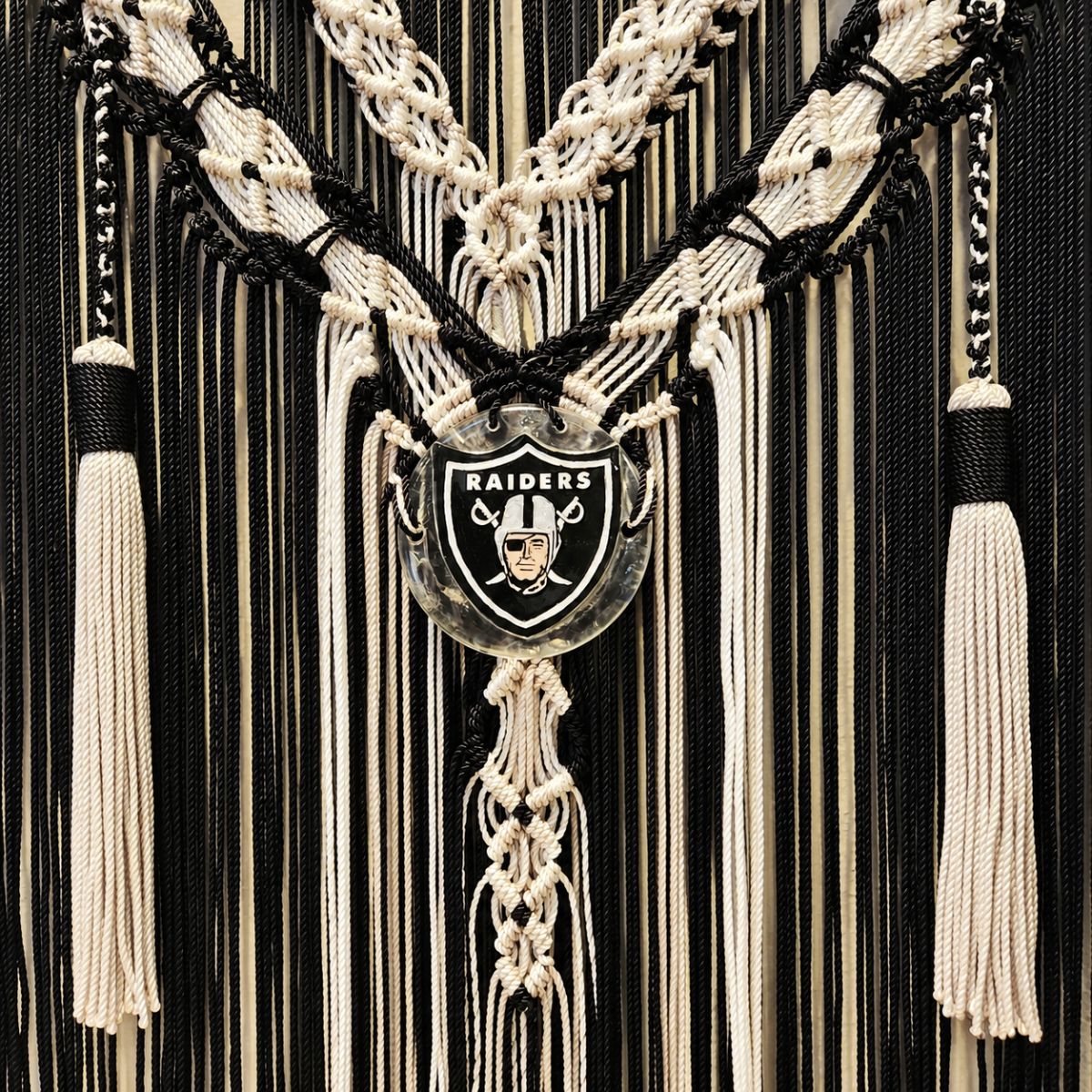 PRE-ORDER- Illuminated Raiders Macrame wall hanging.