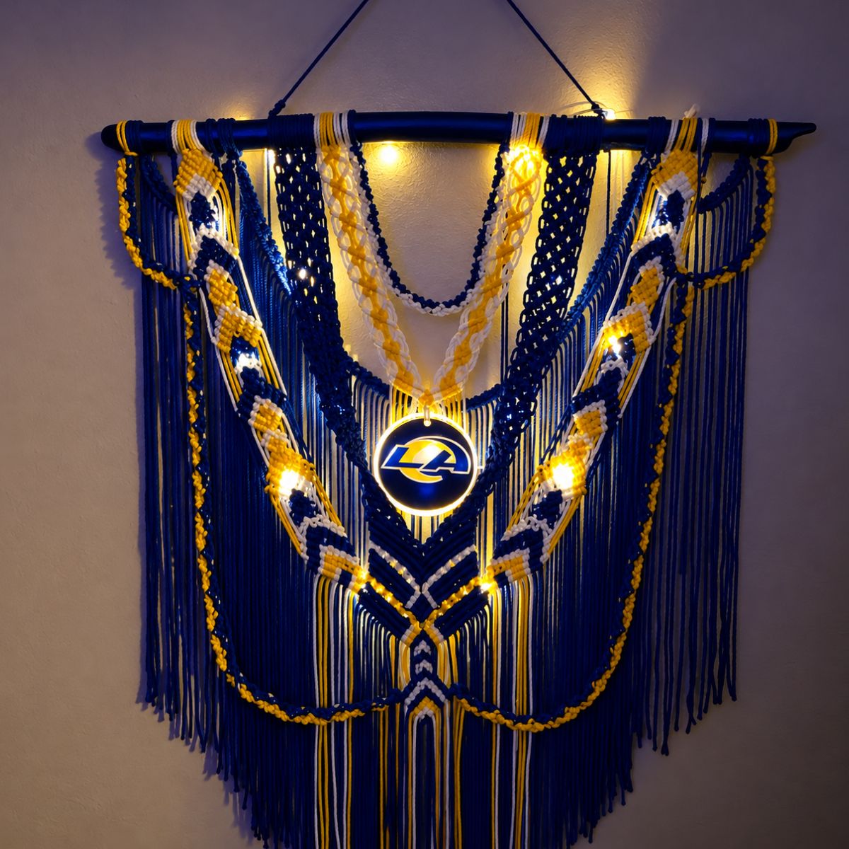 PRE-ORDER- Illuminated Rams Macrame wall hanging.