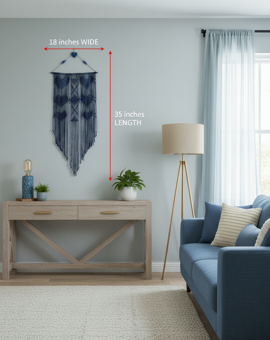 Multi Blue nylon cord  Heart Macrame