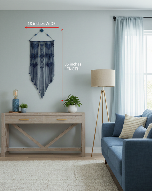 Multi Blue nylon cord  Heart Macrame