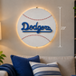Illuminated Dodgers Baseball Wood Wall Art – 20" Handmade Lighted Sign