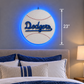 Illuminated Dodgers Baseball Wood Wall Art – 20" Handmade Lighted Sign