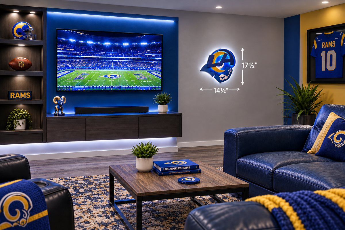FANcave mockup with blue LA lettering