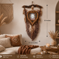 Brown-Beige Macrame feather/leaf w/Heart Picture Frame