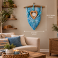 Turquise Macrame feather/leaf w/Heart Picture Frame