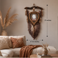 Brown-Beige Macrame feather/leaf w/Heart Picture Frame