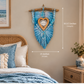 Turquise Macrame feather/leaf w/Heart Picture Frame