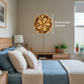 Illuminated burnt-wood Ohana wall art in a bedroom, labeled 18¾ inches in diameter