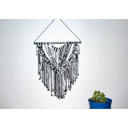 Small Black and Gray Macrame wall hanging